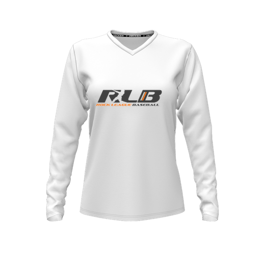 [CUS-DFW-TEES-CMF-VNK-LSL-WHT-FYXS-LOGO1] Comfort T-Shirt (Female Youth XS, White, V Neck, Logo 1, Long Sleeve)