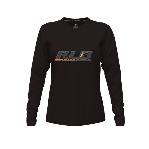 [CUS-DFW-TEES-PER-VNK-LSL-BLK-FYXS-LOGO1] Performance T-Shirt (Female Youth XS, Black, V Neck, Logo 1, Long Sleeve)