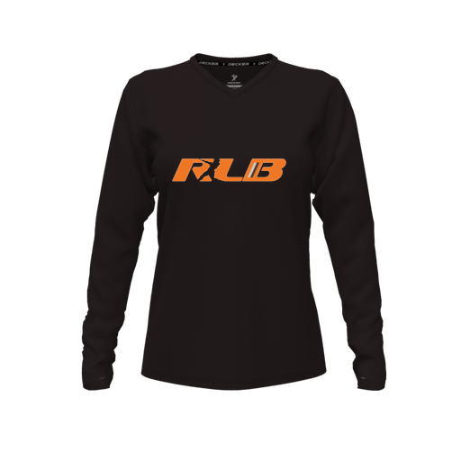 [FTLVPTBK-FYXS-LOGO3] Decker Performance T-Shirt (Female Youth XS, Black, V Neck, Logo 3, Long Sleeve)