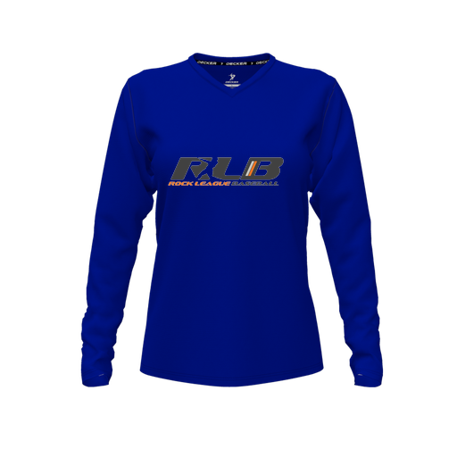 [FTLVPTRY-FYXS-LOGO1] Decker Performance T-Shirt (Female Youth XS, Royal, V Neck, Logo 1, Long Sleeve)