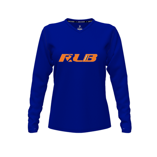[FTLVPTRY-FYXS-LOGO3] Decker Performance T-Shirt (Female Youth XS, Royal, V Neck, Logo 3, Long Sleeve)