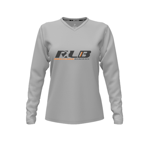 [CUS-DFW-TEES-PER-VNK-LSL-GRY-FYXS-LOGO1] Performance T-Shirt (Female Youth XS, Gray, V Neck, Logo 1, Long Sleeve)