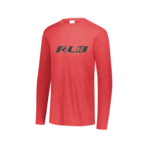 [3075.V96.XS-LOGO2] Decker Men's Tri-Blend T-Shirt - Long Sleeve (Adult XS, Red, Logo 2)